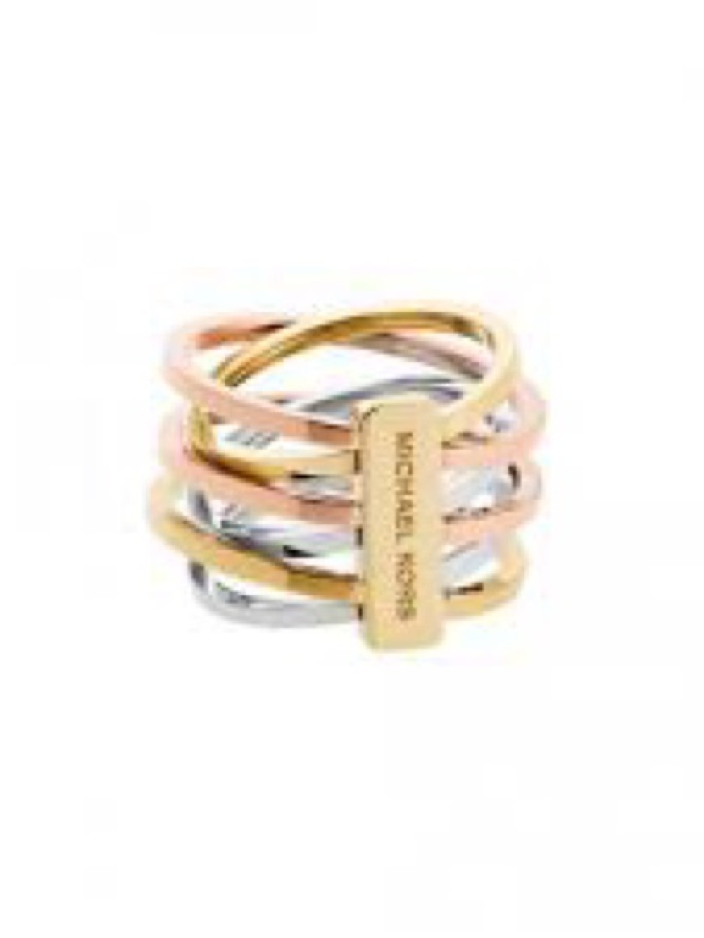 Michael Kors Tri-Tone Stacked Band Ring - Gold, Silver, Rose Gold